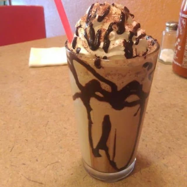 Mocha chip cold blended coffee.